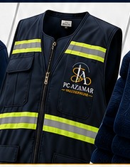 Chalecos industriales con reflejante bordado por PC Azamar Multiservicios
